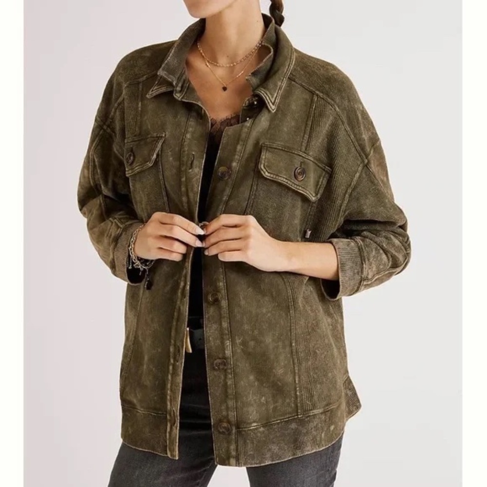 Pilcro Olive Green Corduroy Shacket